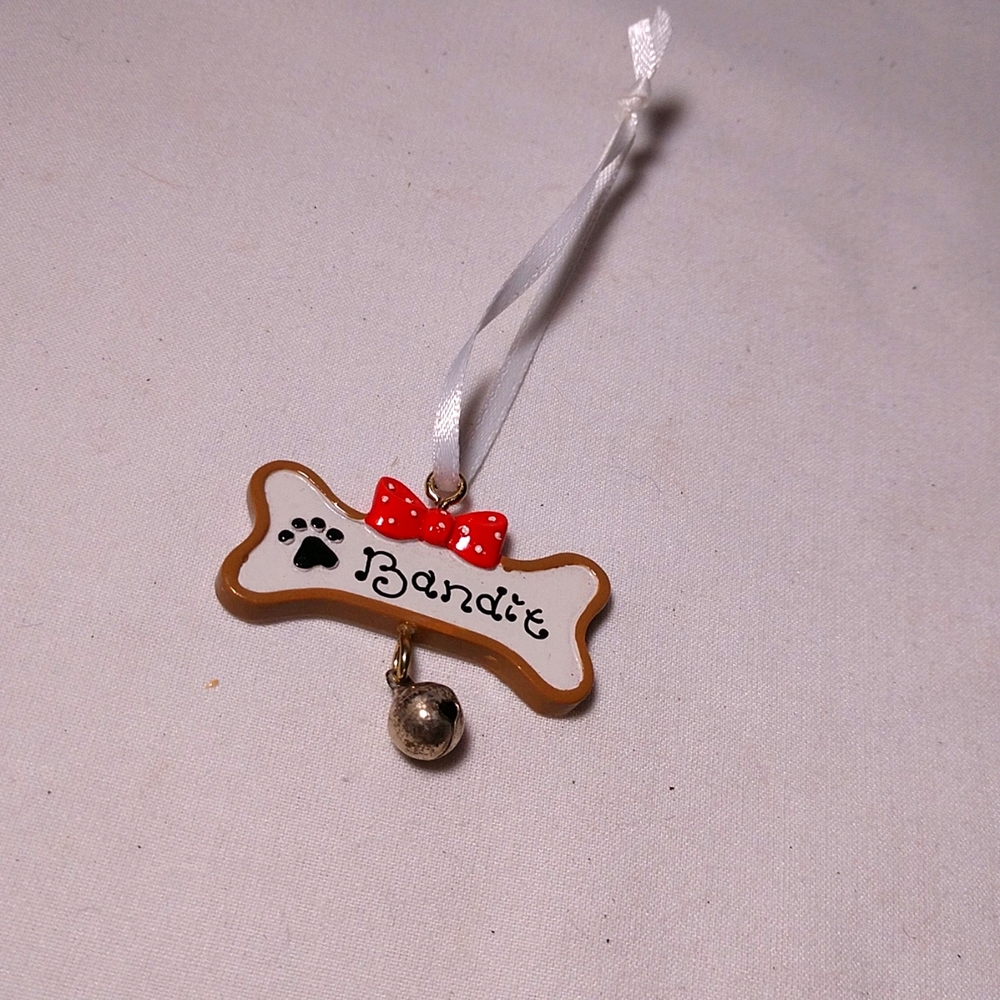 Christmas Doggie Bone Bandit Ornament with Bandit Name